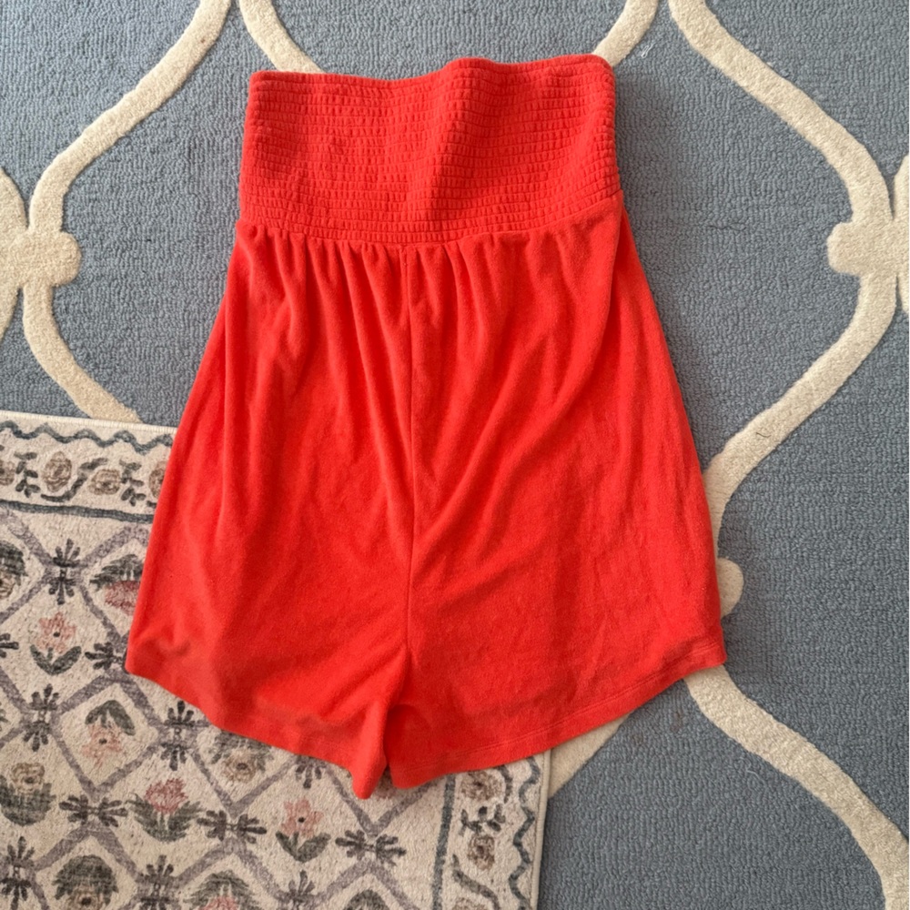 Anthropologie Saturday Sunday Terry Cloth Romper Red